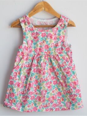 Vintage Lee Floral Pinafore Dress Union Made USA 3T